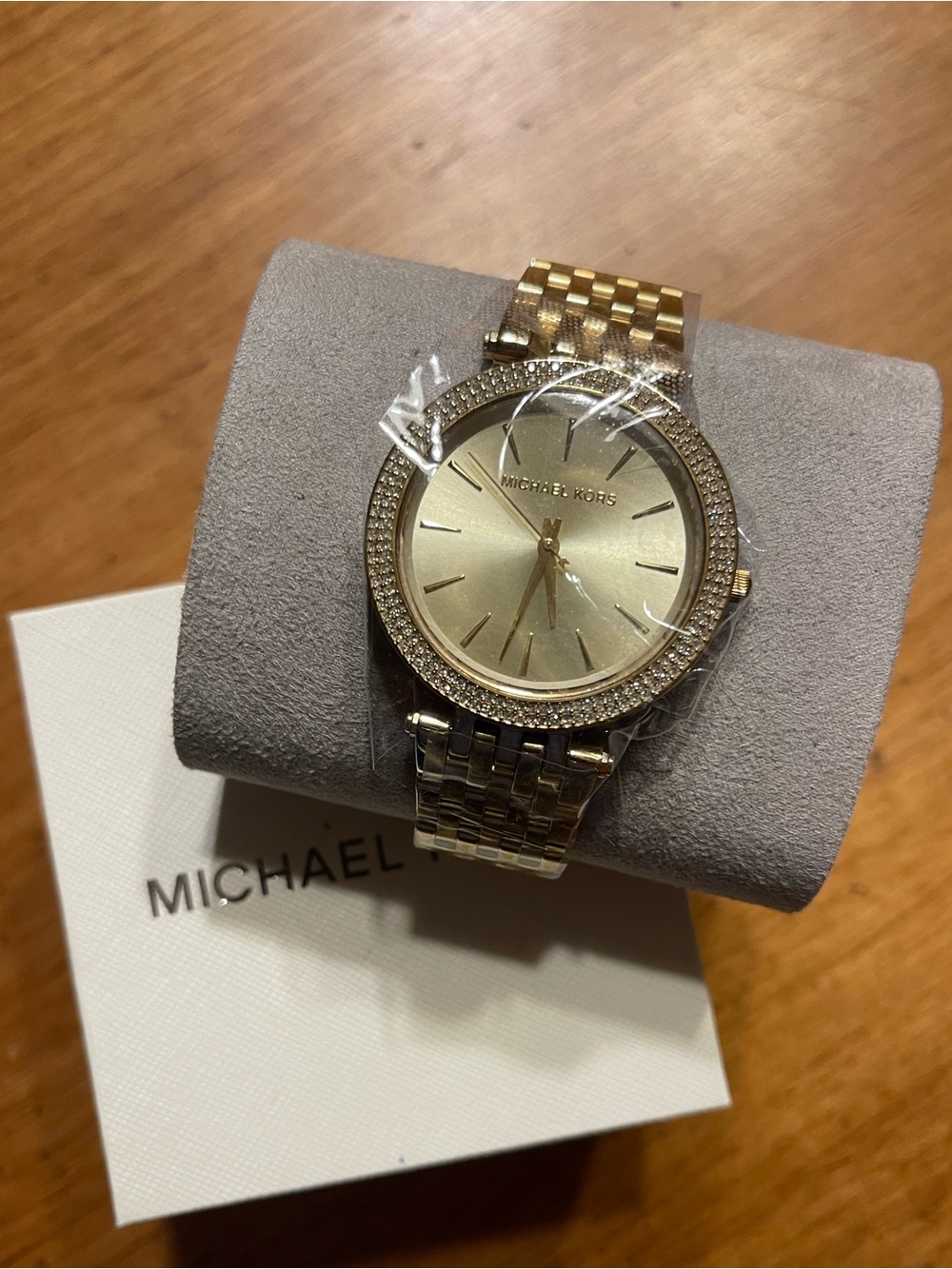 Michael Kors Gold Crystal-Trim Bracelet Watch
